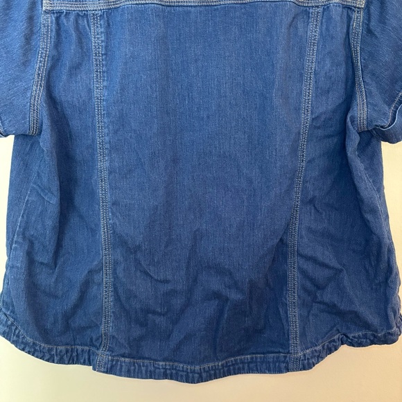 Denim & Co. Women’s Blue Denim Button-Front Utility Shirt Size L - Picture 7 of 7